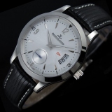 瑞士积家(Jaeger LeCoultre)男表 钢壳白面数字条丁刻度3日历独立小秒针全自动机械男士手表
