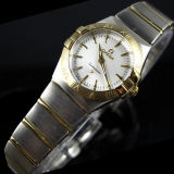 瑞士欧米茄星座石英双鹰18K玫瑰金超薄女表白面条丁刻度女士手表