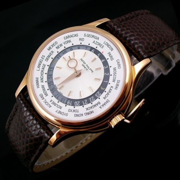 百达翡丽复杂功能计时系列5130R-018男表 世界时间18K玫瑰金自动机械透底男士手表