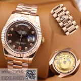 劳力士(ROLEX)星期日历型118235巧克力色镶有钻石及红宝石 18K玫瑰金  男士自动机械表手表