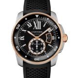 【爆款】卡地亚Cartier 卡历博潜水系列W7100055 男表胶带 18K玫瑰金  全自动机械男士手表