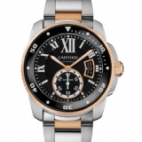 【爆款】卡地亚Cartier 卡历博潜水系列W7100054 男表钢带间金 18K玫瑰金  全自动机械男士手表