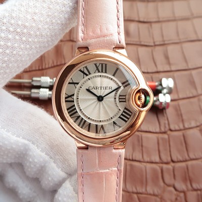 卡地亚Cartier 蓝气球系列WJBB0010 粉色皮带 瑞士石英女士手表