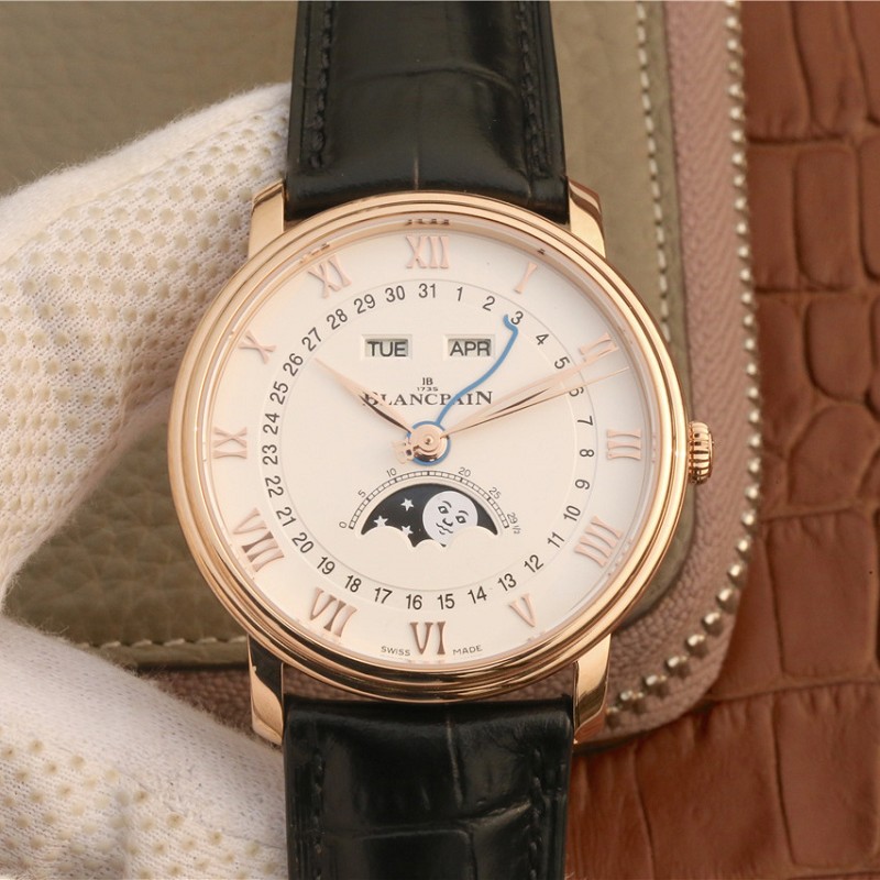 宝珀+高仿 OM厂高仿宝宝珀经典系列6654月相显示 市面高版本腕表