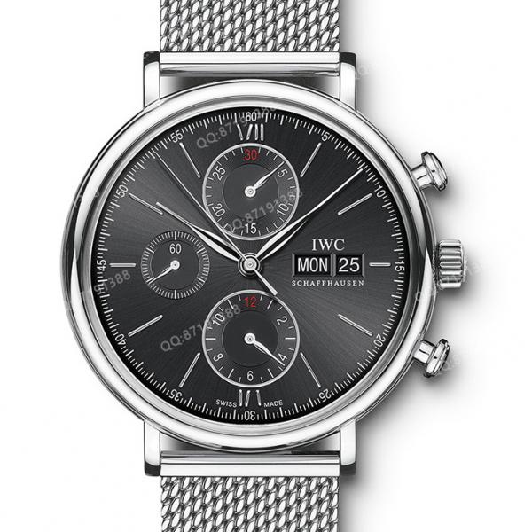 万国IWC 柏涛菲诺系列 IW391010 黑面钢带男士多功能自动机械手表