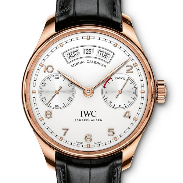 万国IWC 葡萄牙系列年历腕表自动腕表 18K玫瑰金白面 IW503504 自动机械男表