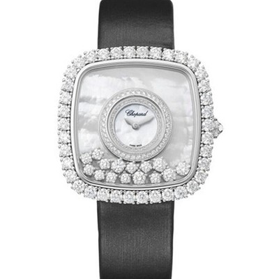 Chopard萧邦HAPPY DIAMONDS经典系列204368-1001女士方型腕表 搭载瑞士原装石英机芯 镶钻 绢带表带