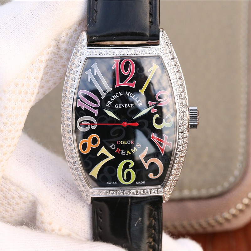 法兰克穆勒 高仿 精仿复刻法兰克穆勒18k铂金镶钻腕表 女士机械手表