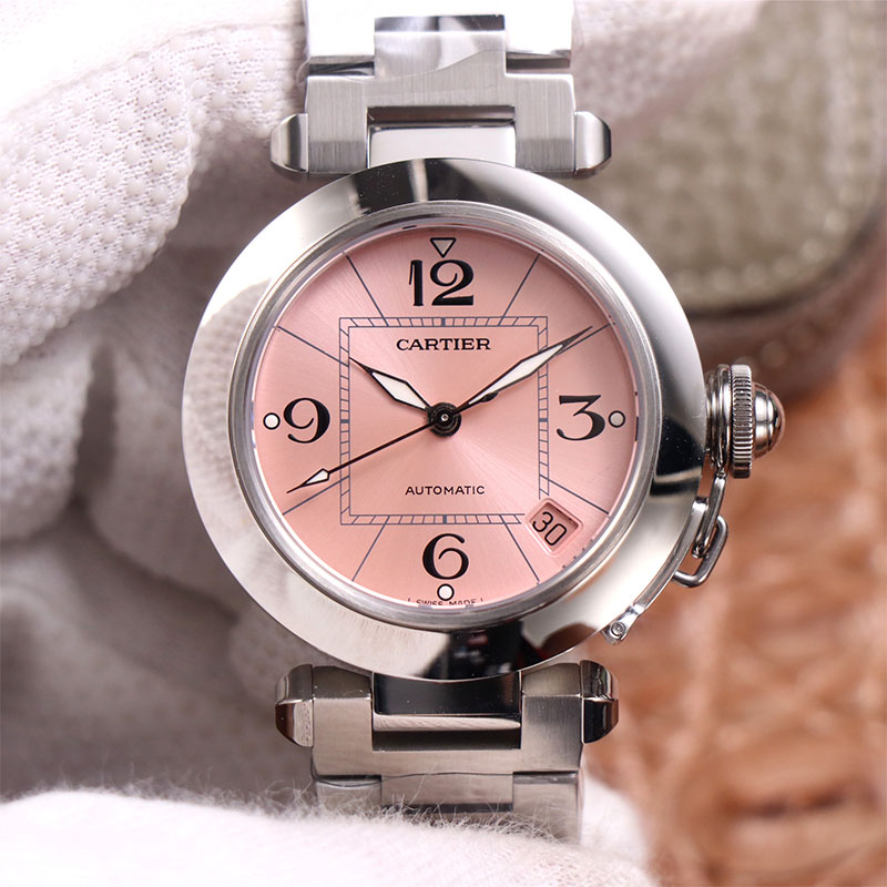 复刻的卡地亚帕莎腕表 v9厂手表卡地亚帕莎 粉色盘 女表